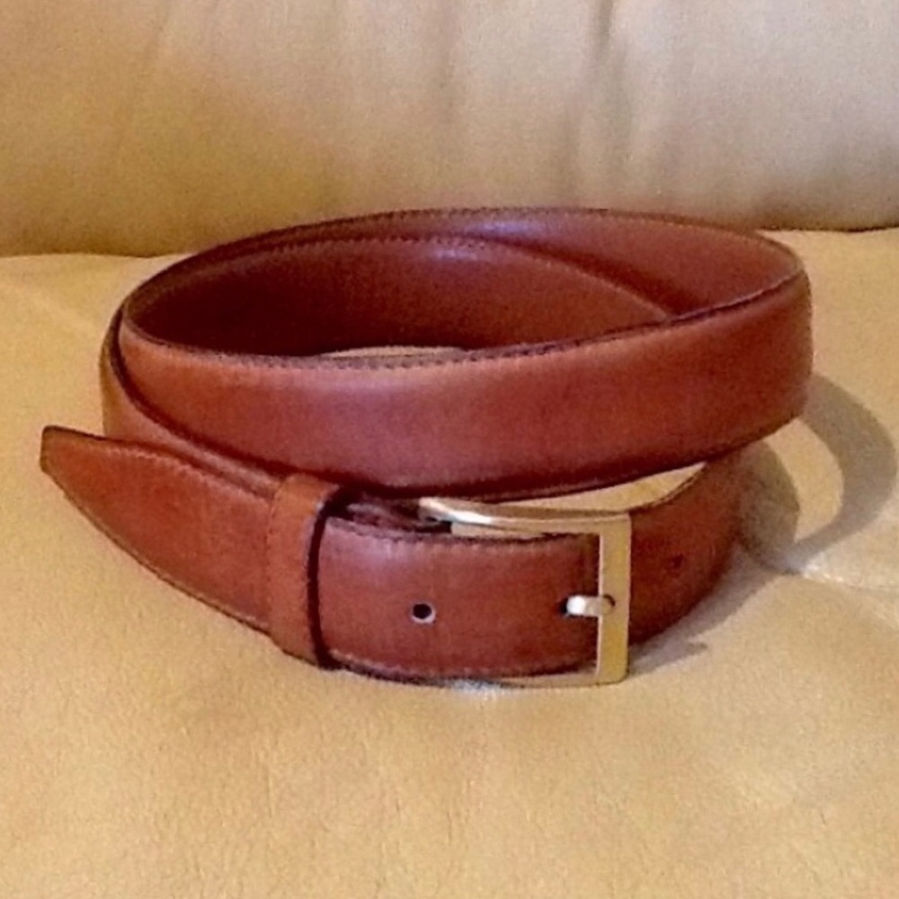 Cole Haan 34” Leather Belt with Gold Buckle